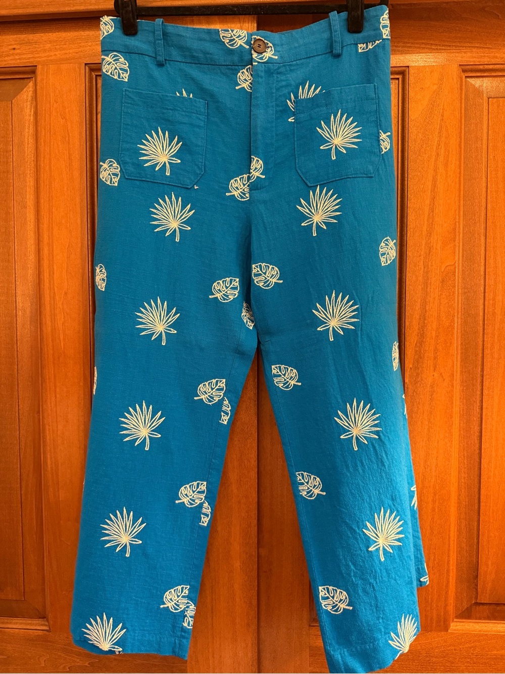 Patterned blue Zara cropped pants